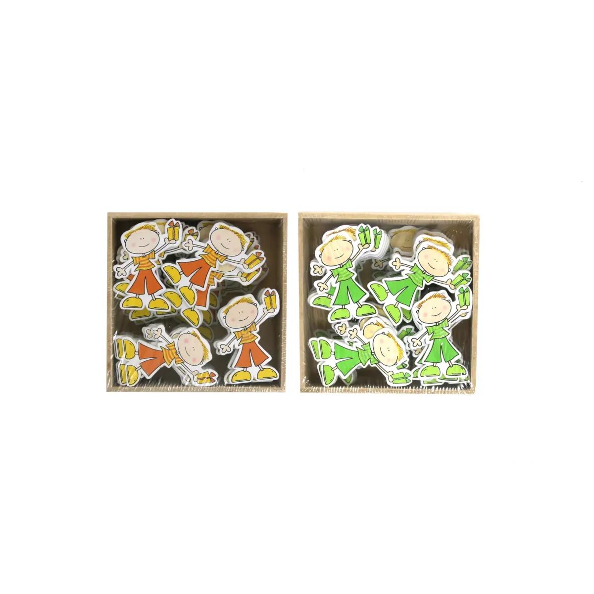 Little Guy Giving Gift Wooden Motif