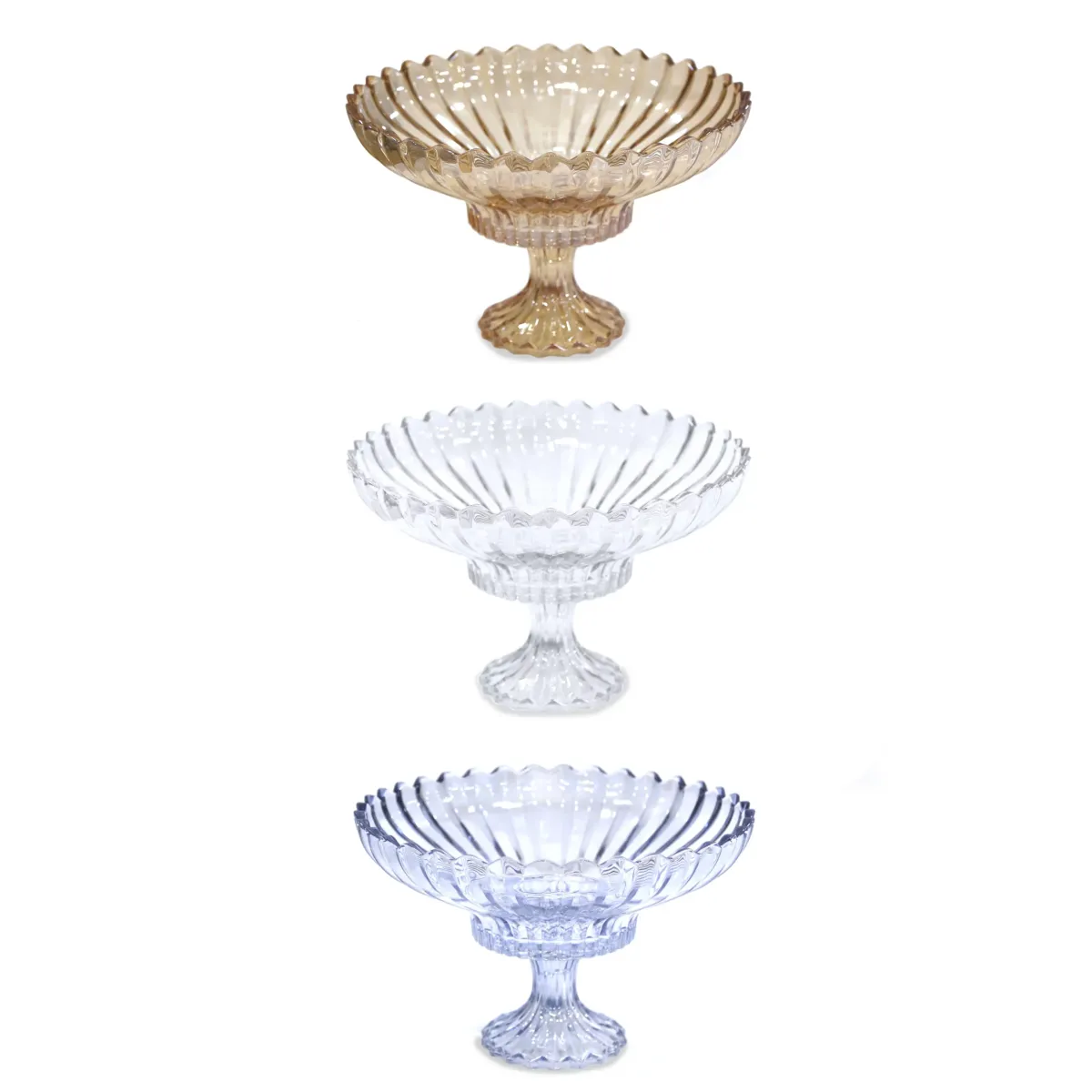 Glass Fruit Bowl W/Base