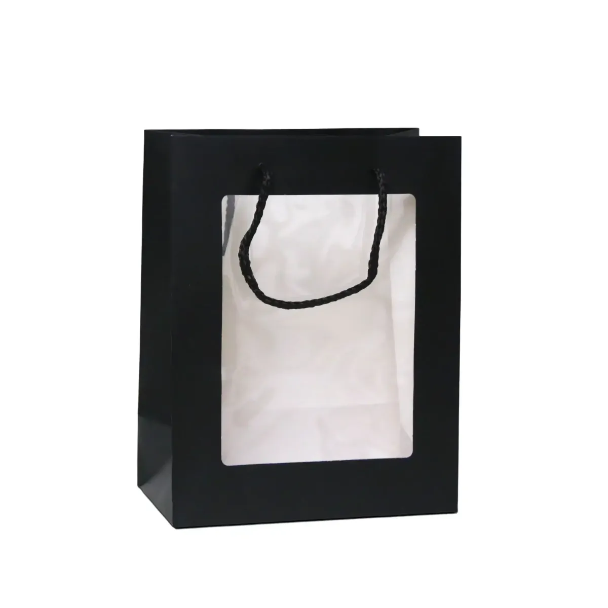 Black PVC Window Rope Handle Carton Bag