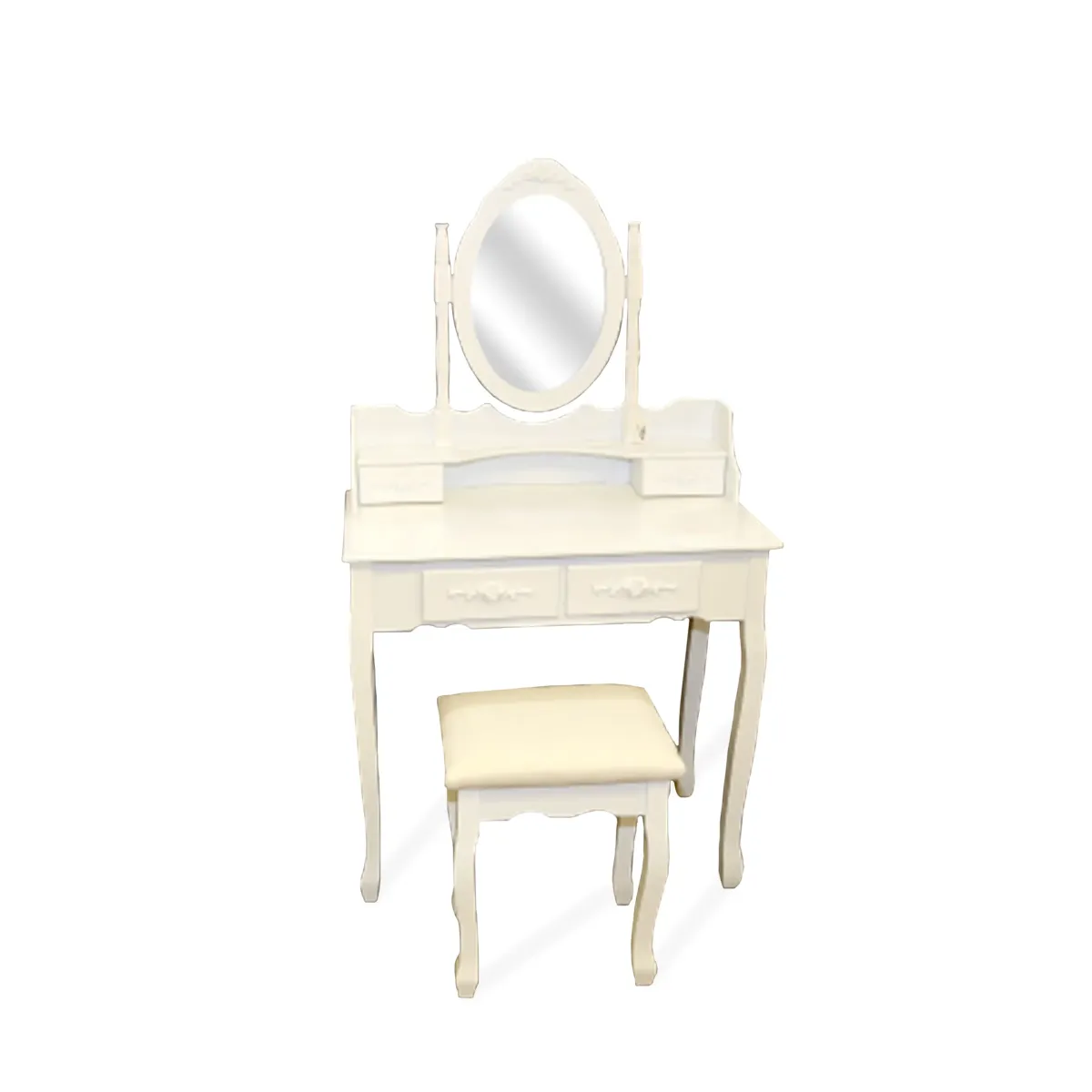 Wooden Mirror Dressing Table with Chair | Solid Wood Vanity Set