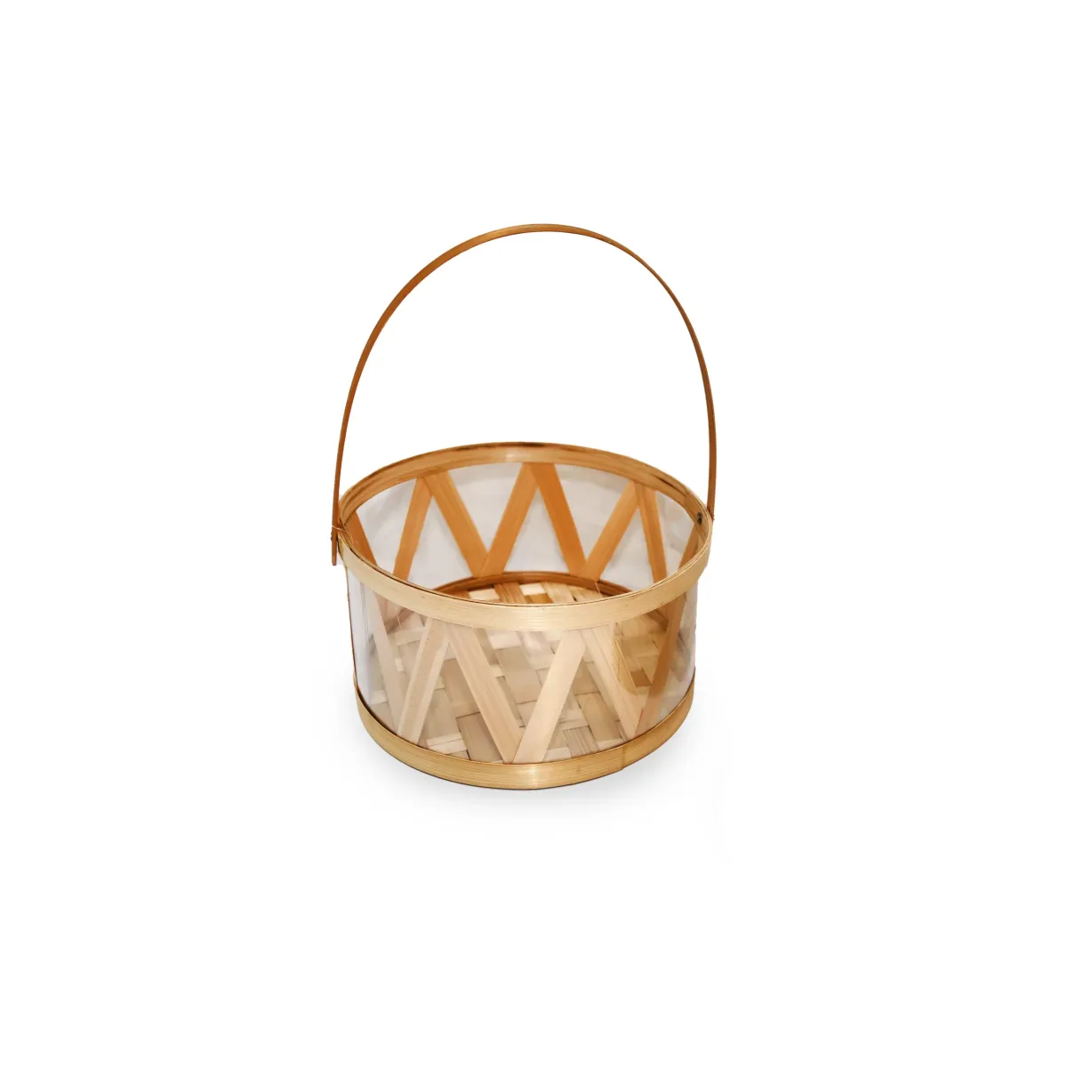 Plastic Bamboo Basket With Arc Handle