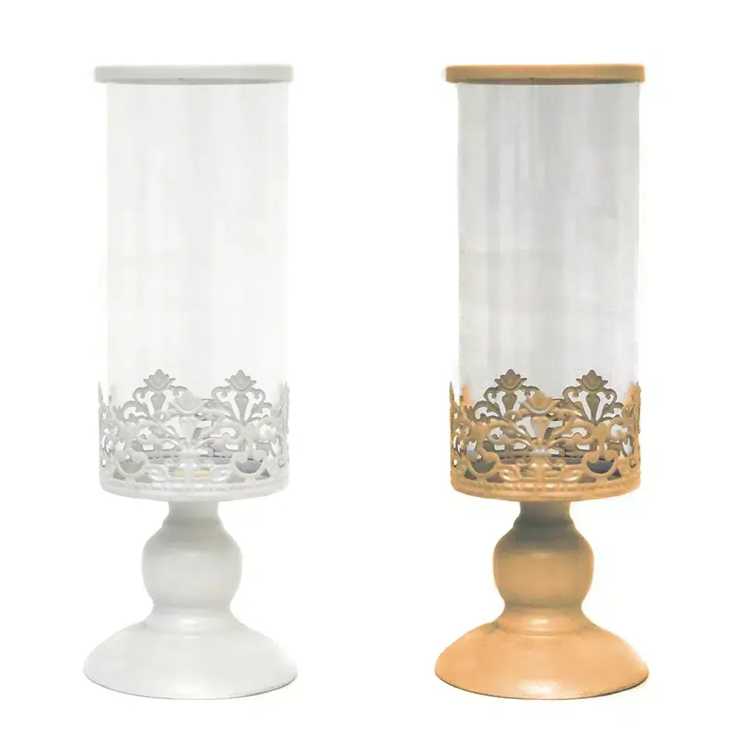 Elegant Ramadan Illuminations: Vintage Cylinder Metal/Glass Candle Holder