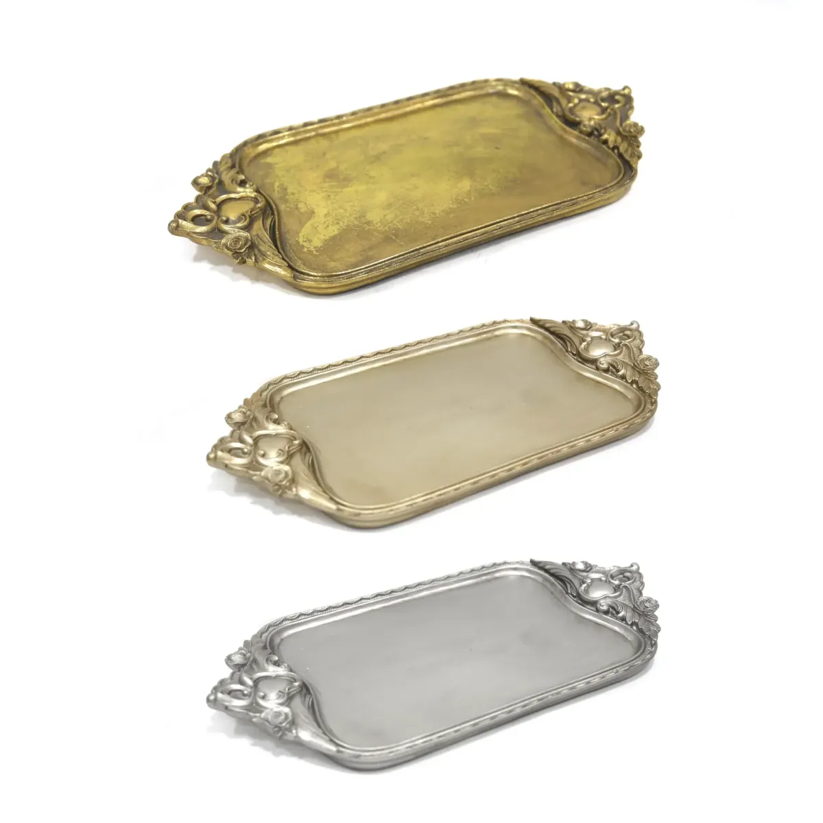 Polyresin Tray with Handles for Elegant Serving