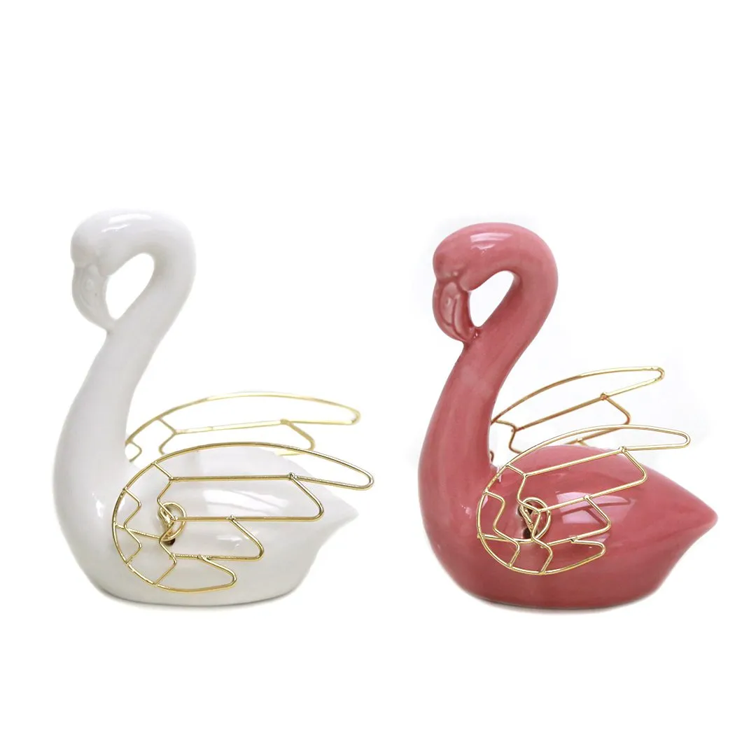 Sitting Flamingo with Gold Wings – Elegant Decor