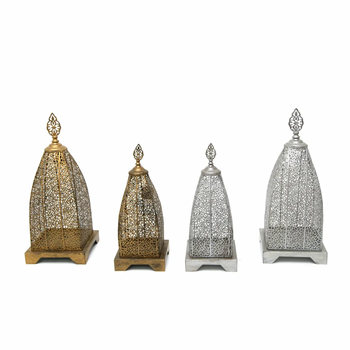 Ramadan Radiance: Square Base Candle Holder with Elegant Net Cover