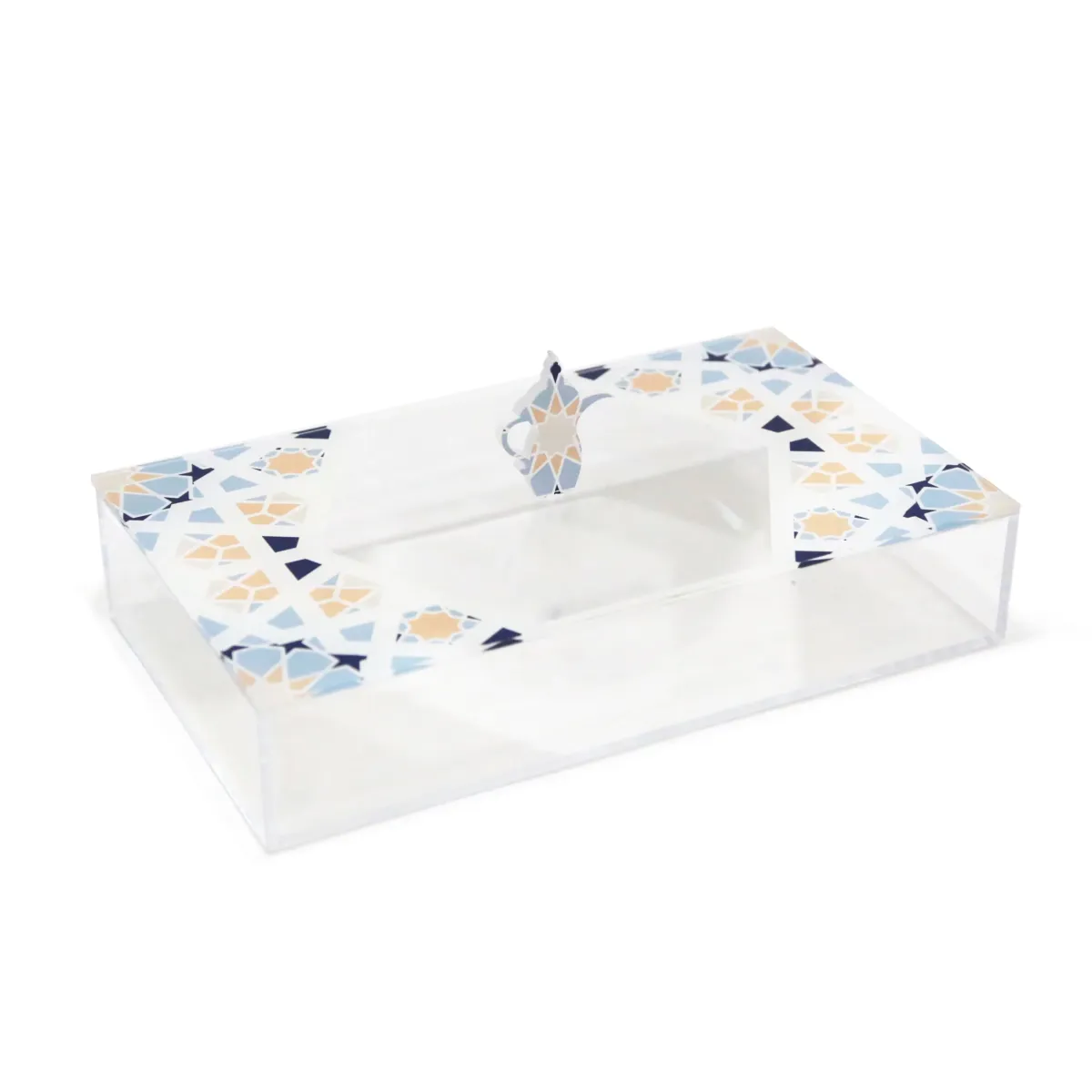 “Islamic Artistry” Colored Rectangle Plexi Box – Elegant Ramadan Decoratives