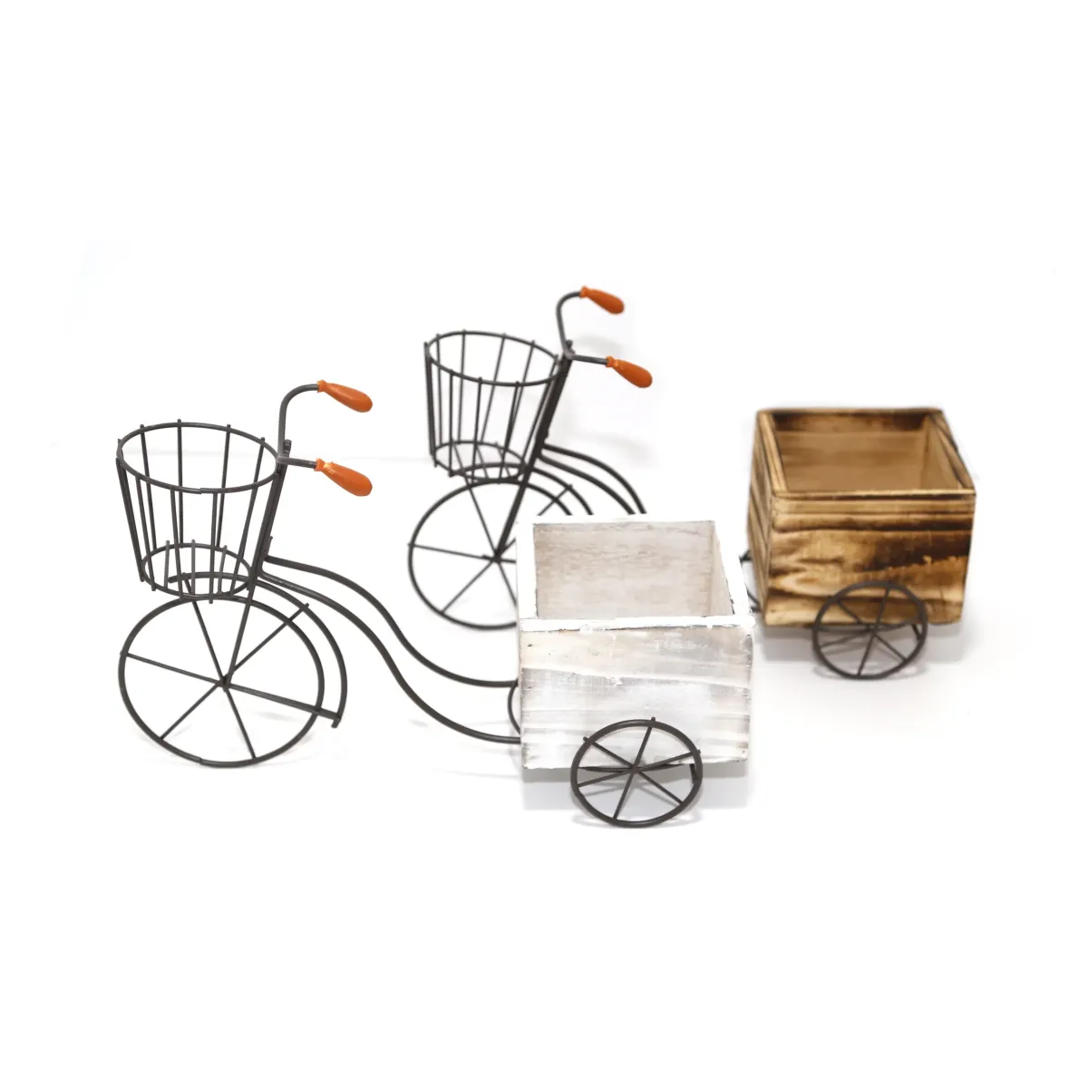Metal Bicycle With Basket & Wooden Box