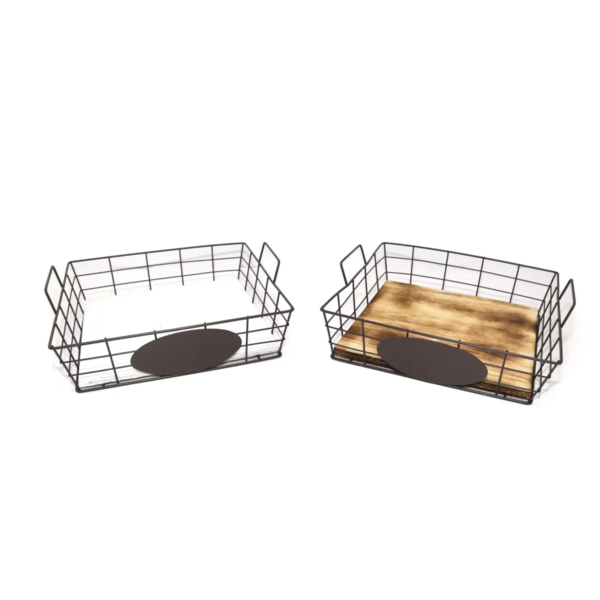 Oval Plaque Square Metal Wooden Tray