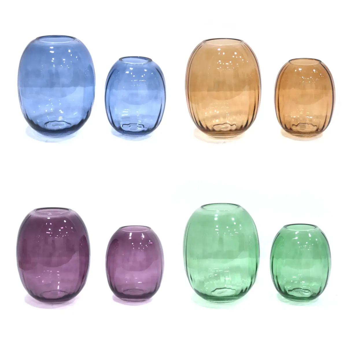 Ribbed Round Glass Vase – Ribbed Glass Decorative Vase