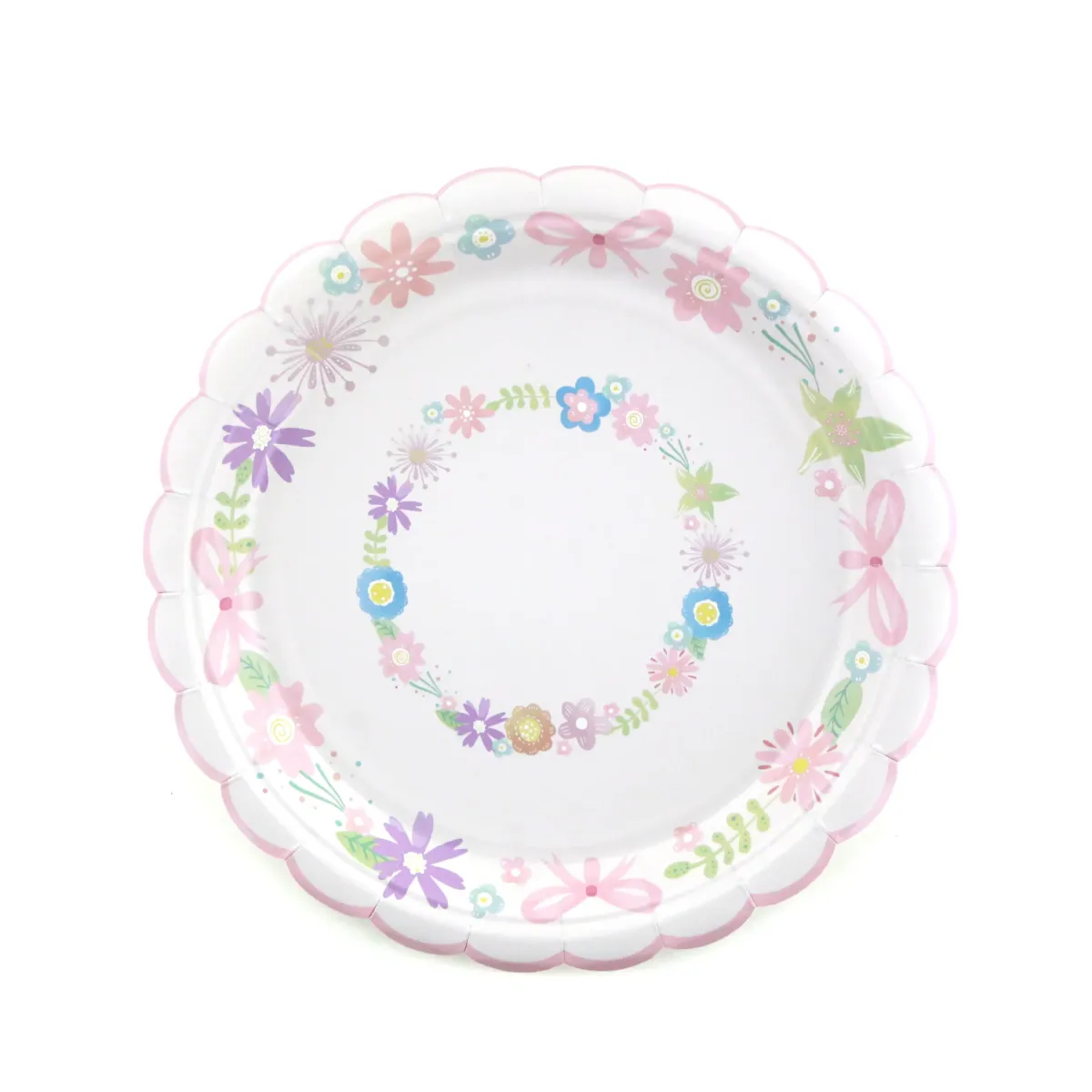 Pink Flower Shape Paper Plates Party Tableware