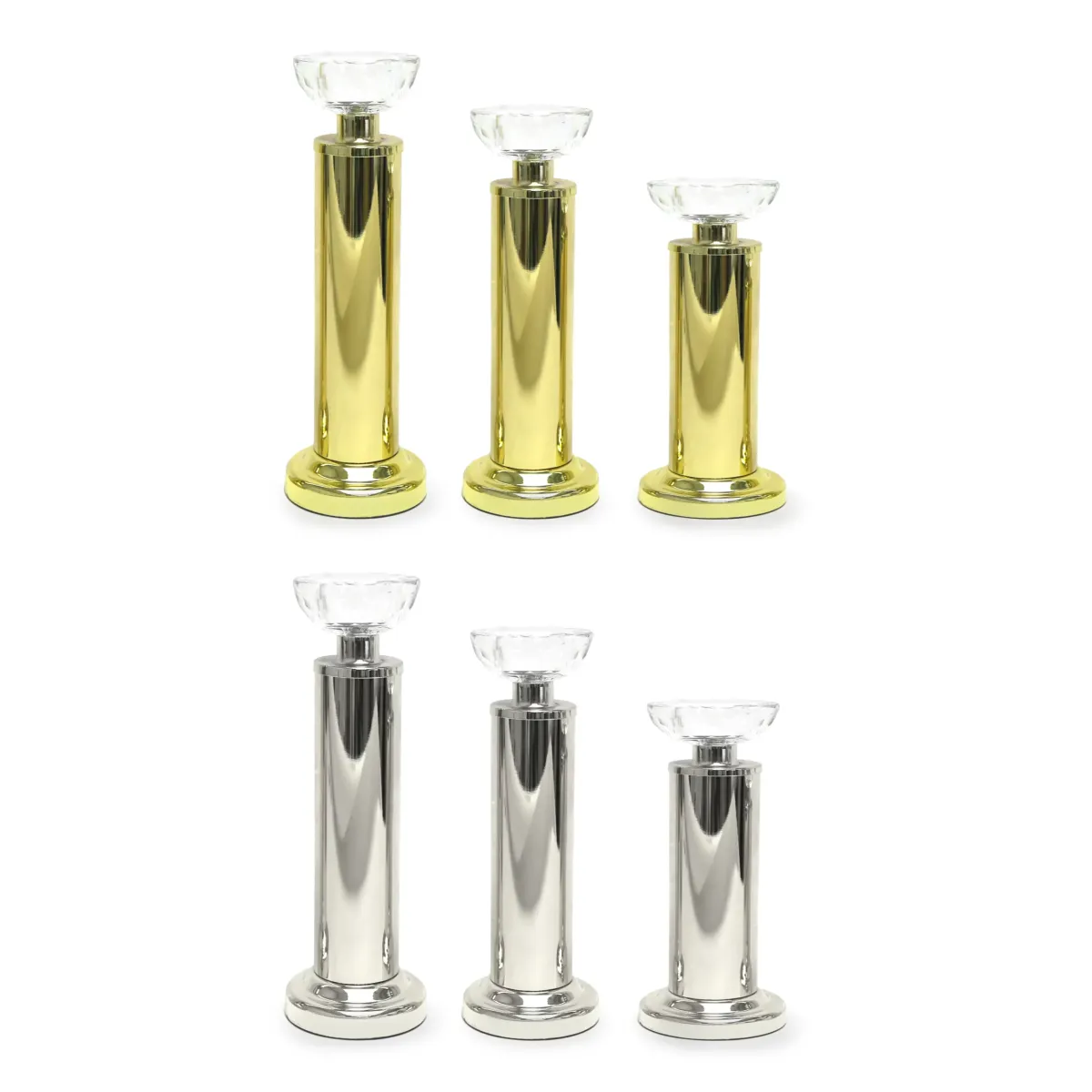 Metallic Base Crystal Candle Holder