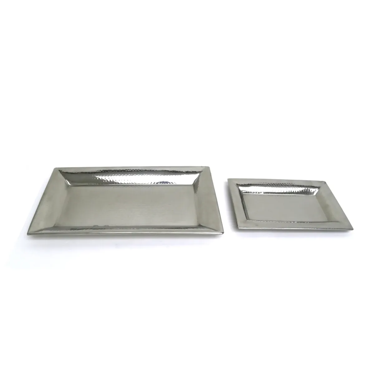 Flared Rectangle Shiny Hammered Tray