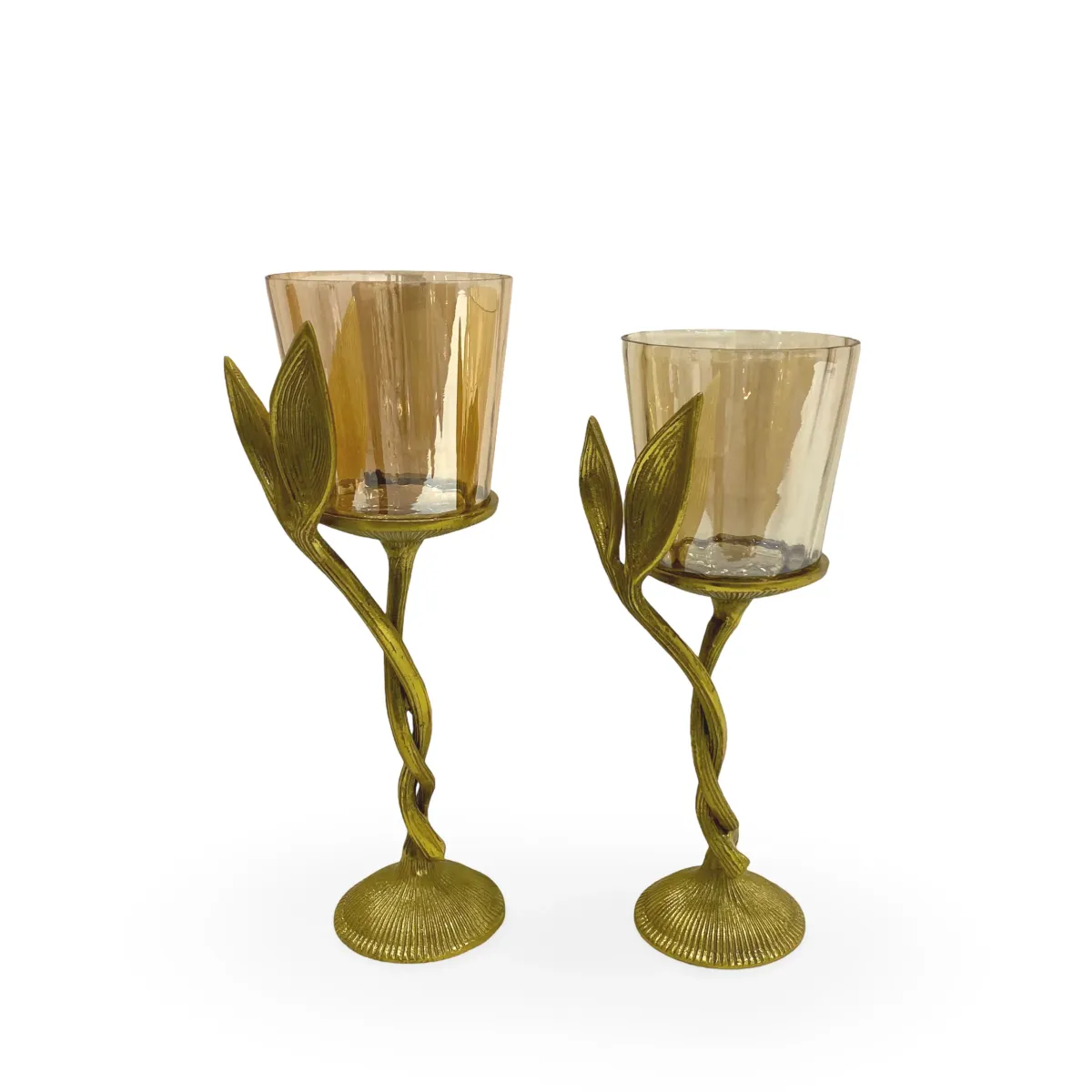 Gold Footed Leaf On A Luster Candle Holder