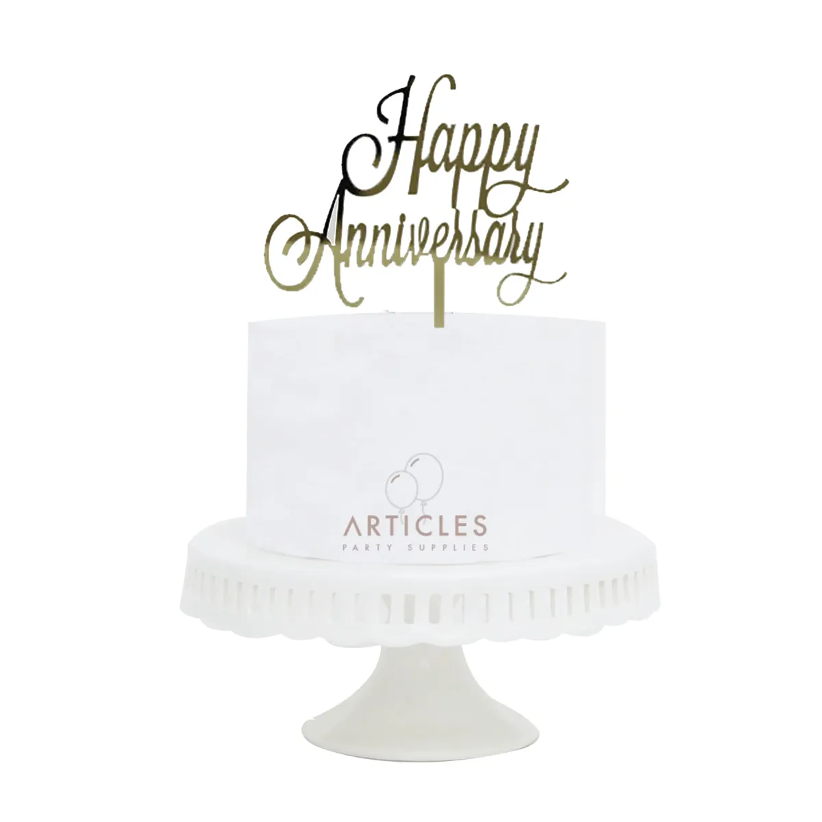 Gold Plexi “Happy Anniversary” Cake Topper – Dazzling Celebration Decor