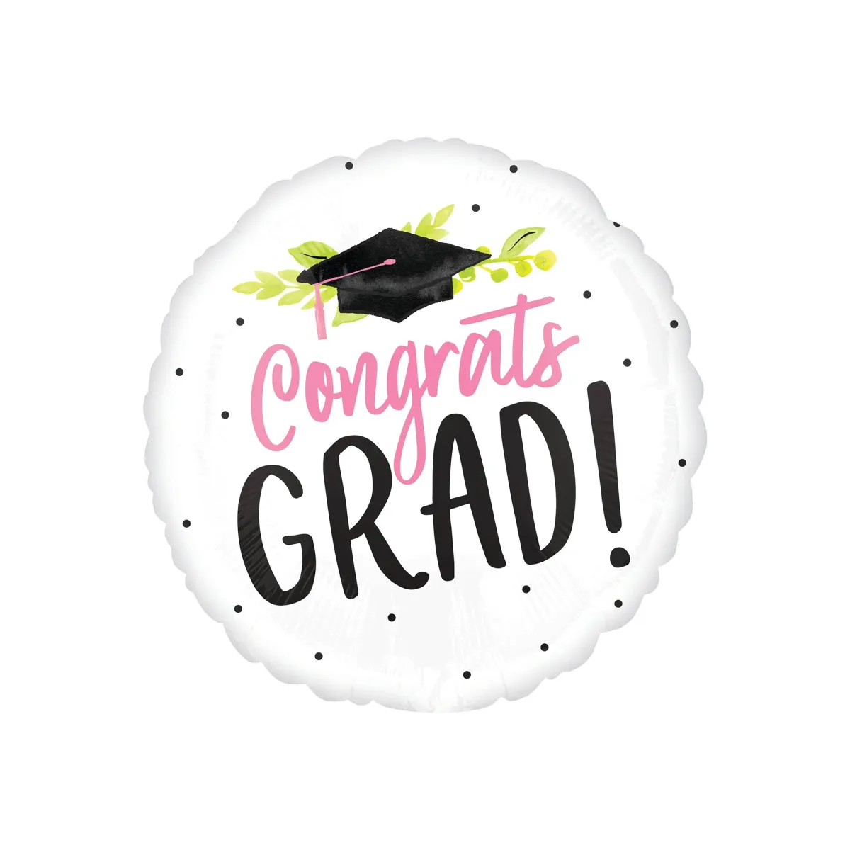 “Congrats Grad” Round Foil Balloon – 18 Inch Graduation Party Decorations – Gold & Black Celebration Balloons for Graduation Decor