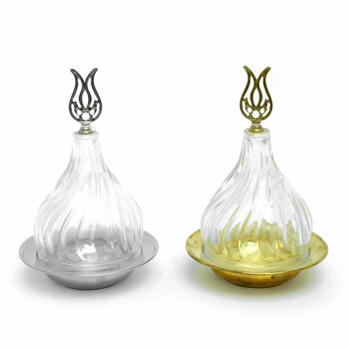 Ramadan Elegance: Metallic Canister Set with Plate and Dome for Decorative Display