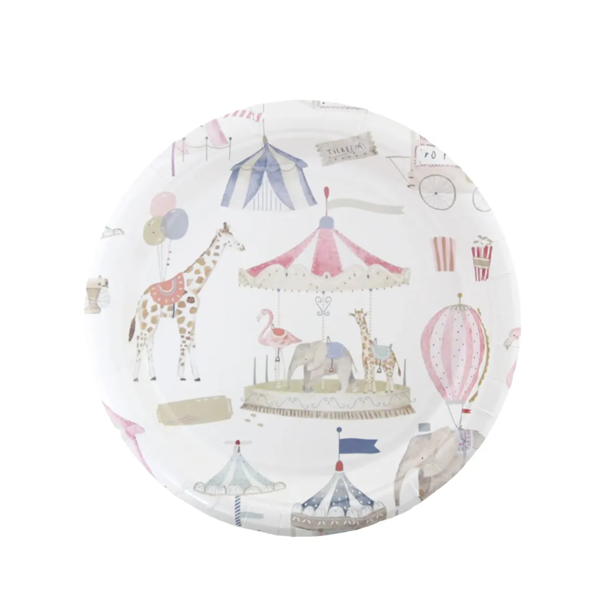 White Circus Paper Plates Kids Party Tableware