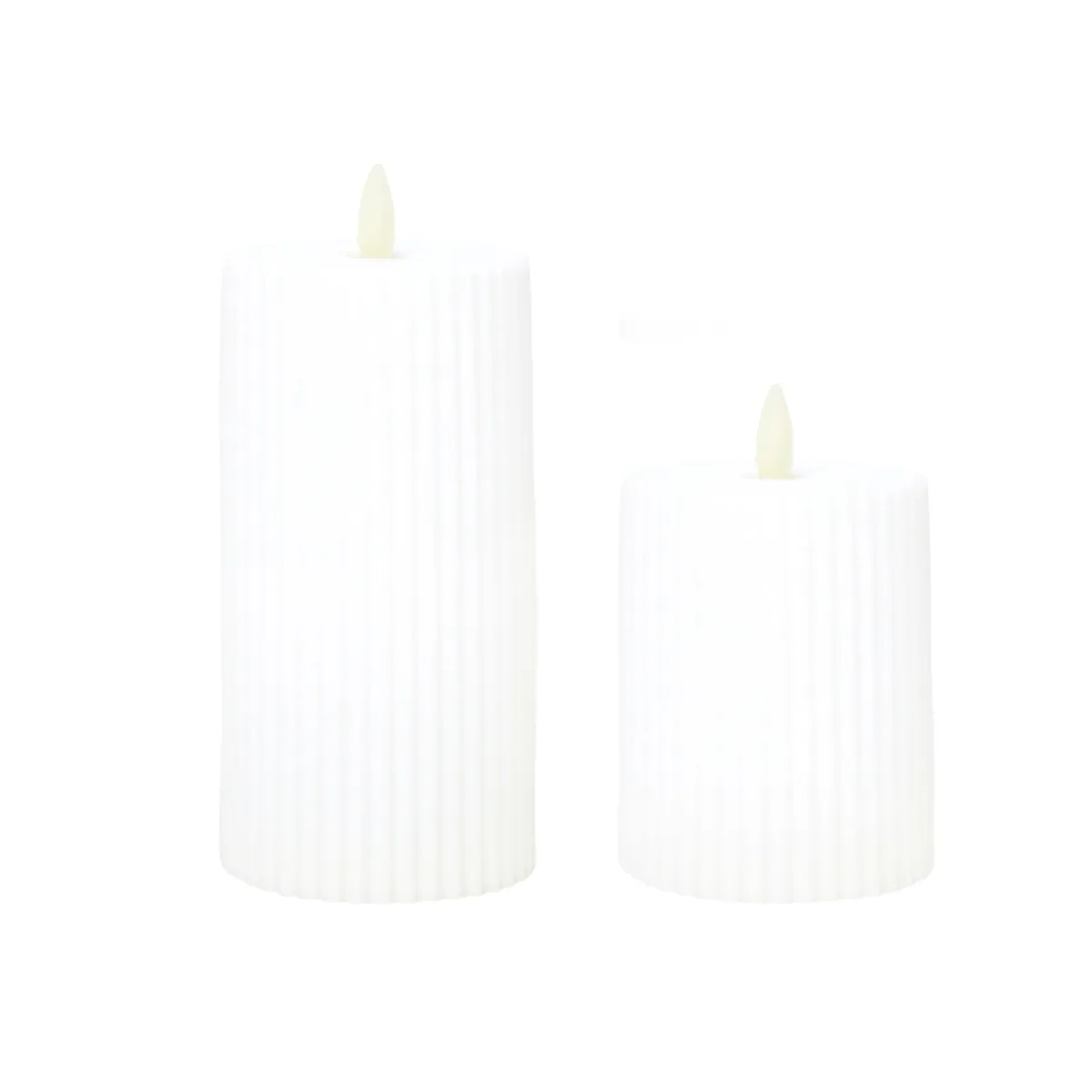 White LED Cylindrical Ribbed Candle Decorative Light
