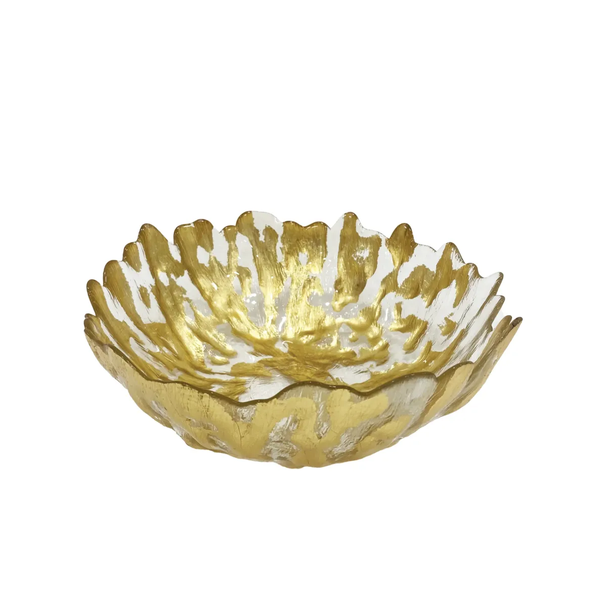 Round Gold Foil Glass Bowl – Elegant Decorative Accent