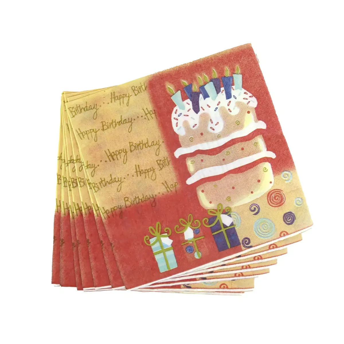 “Happy Birthday” Cake Designed Napkin – Sweeten Your Party Decor!