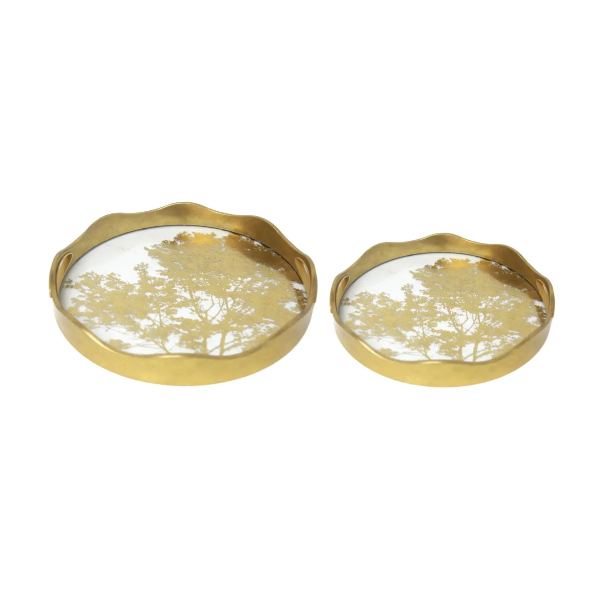 Anti Gold Tree Pattern Round Acrylic Tray