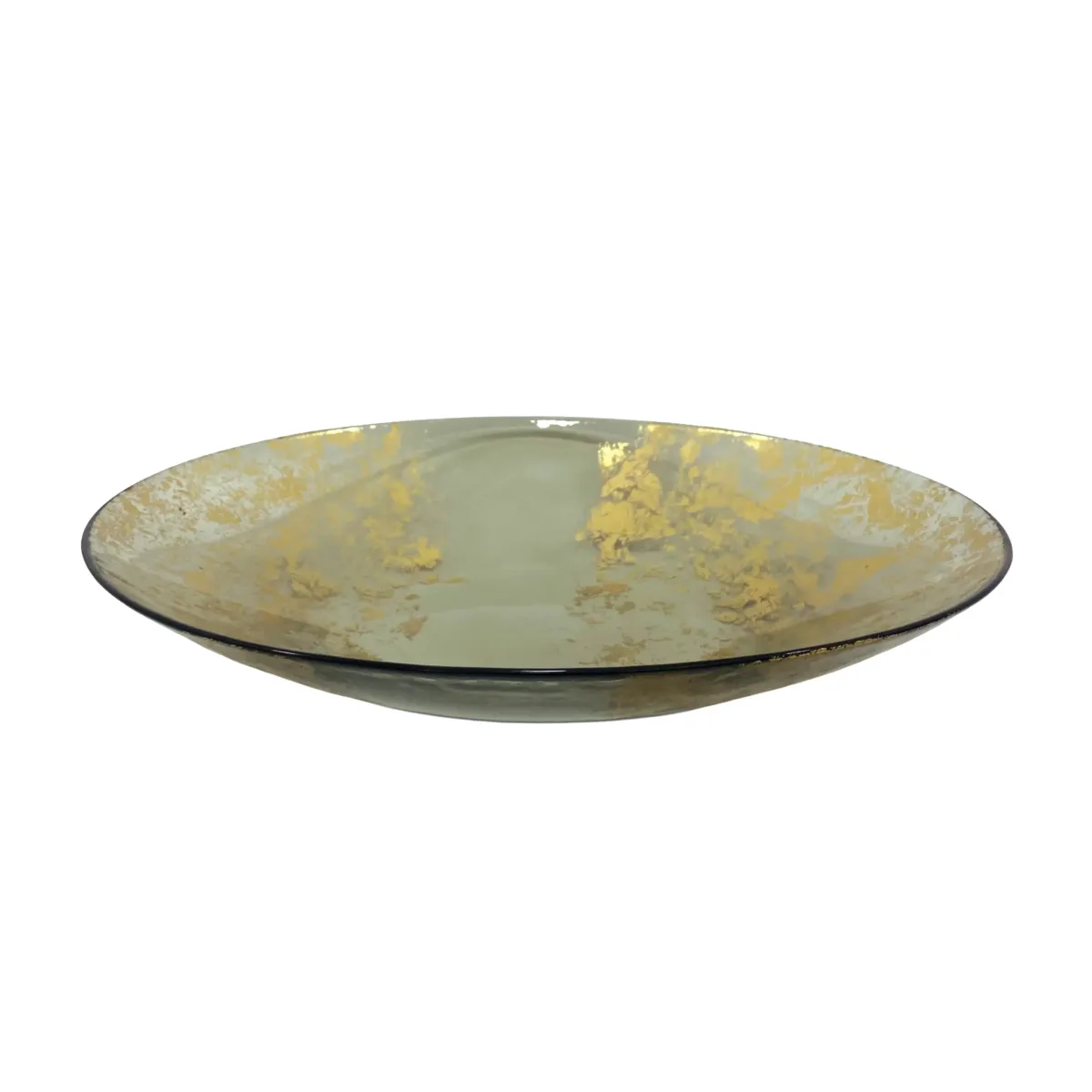 Gold Foil Grey Plate – Modern & Elegant Serving Dish