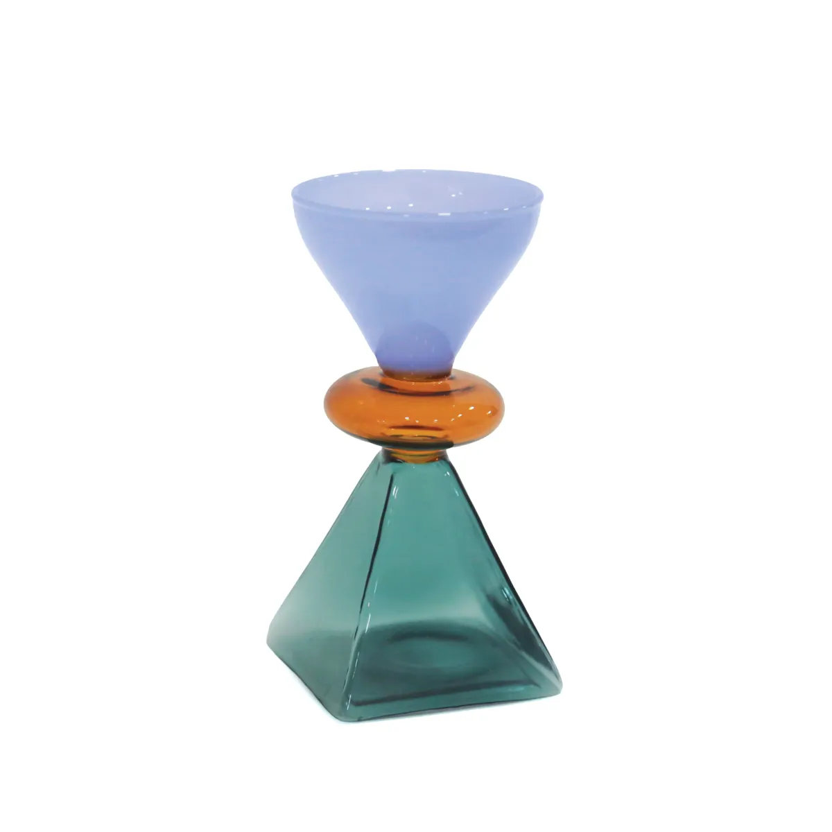 Blue Top Pebble Glass Vase – Green Base Decor