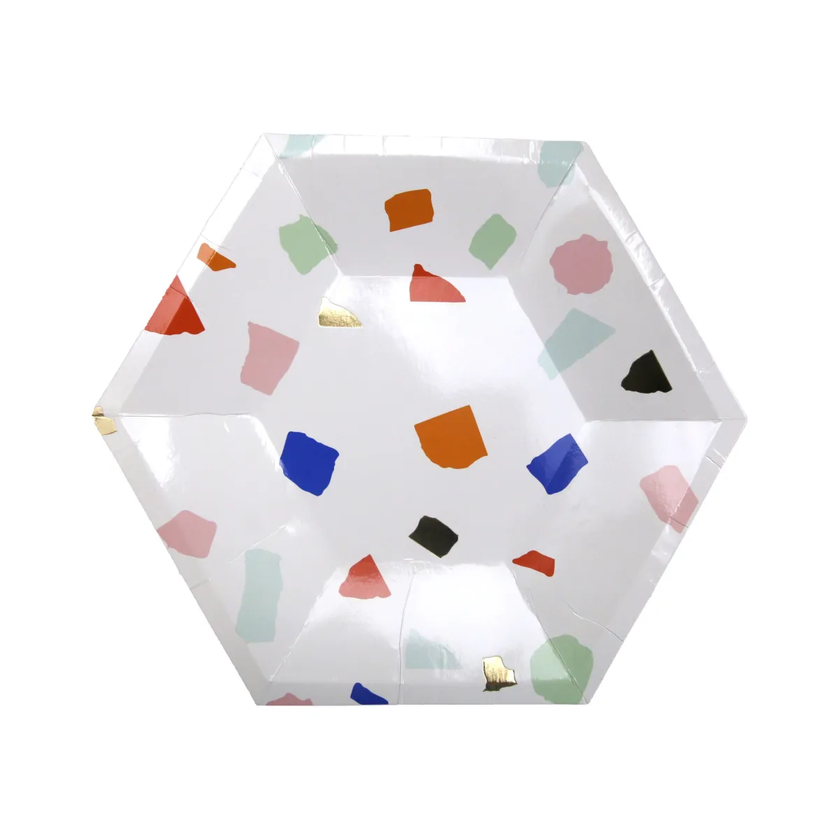 White Geometric Hexagon Plate – Modern Party Tableware