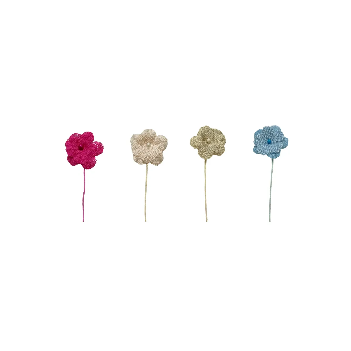 Mini Mid Pearl Jute Flower Motifs – 50pcs Assorted