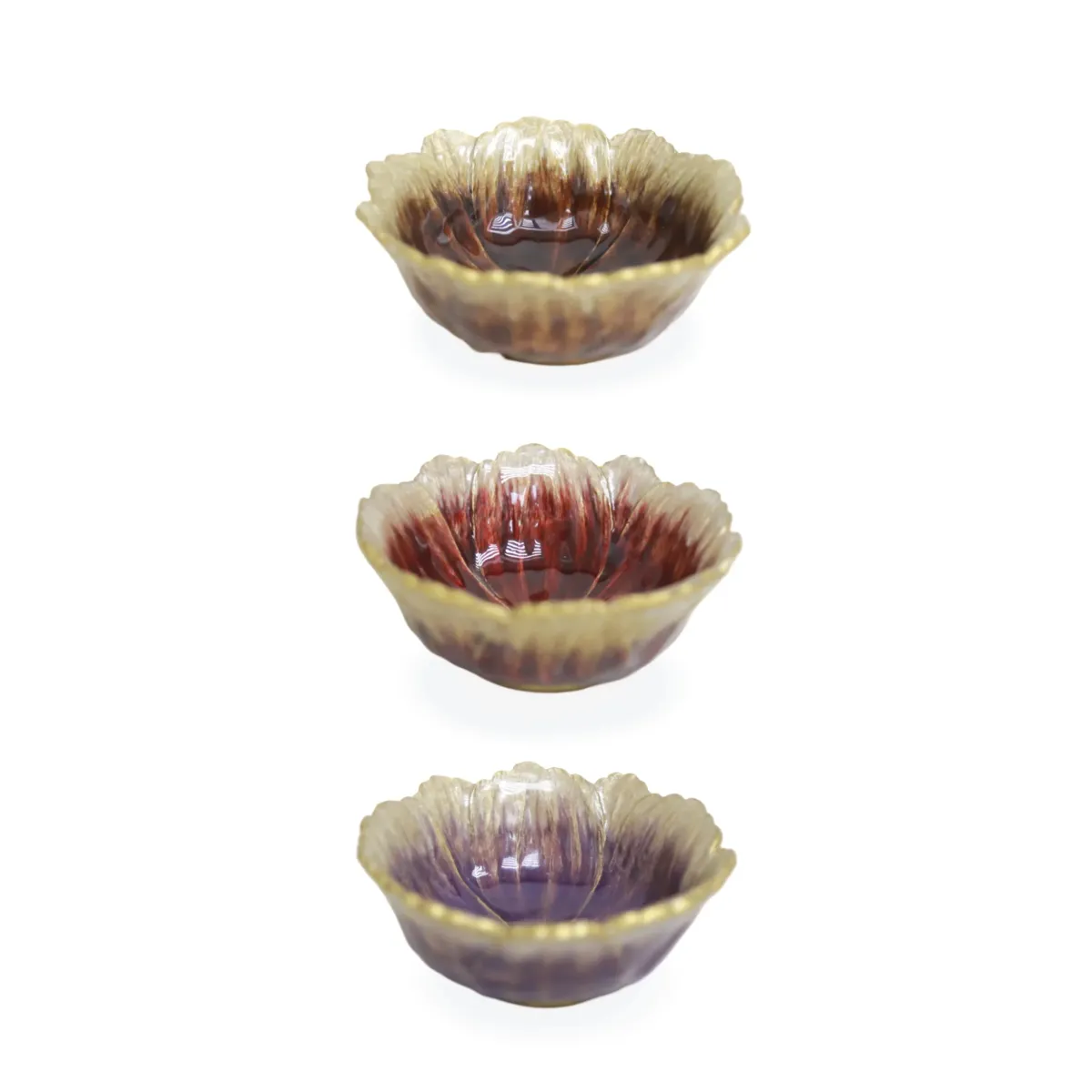 Colored Flower Pewter Bowl