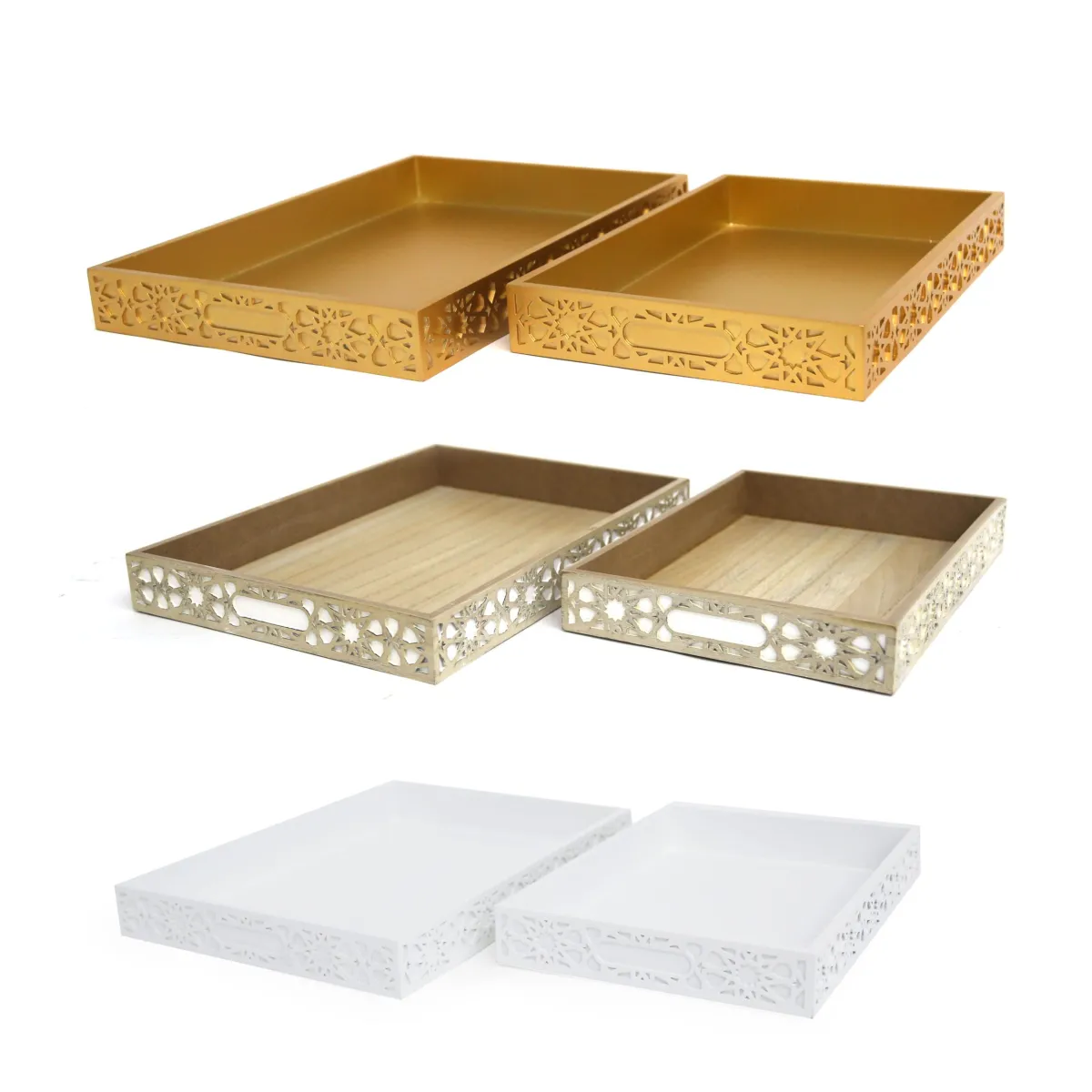 Rectangle Arabesque Wooden Tray – Elegant Islamic Decoratives for Ramadan & Stylish Serving Solution