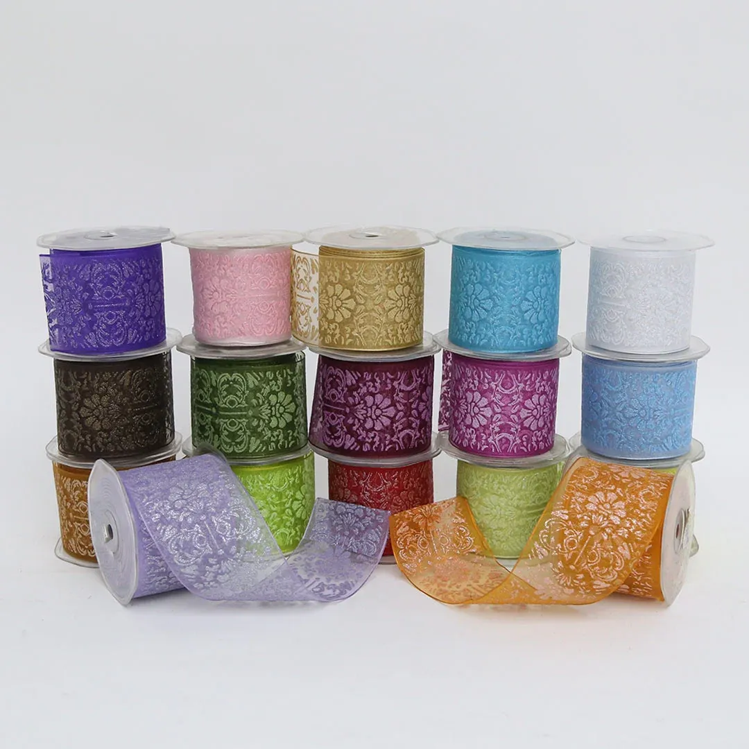 Flower Pattern Organza Ribbon