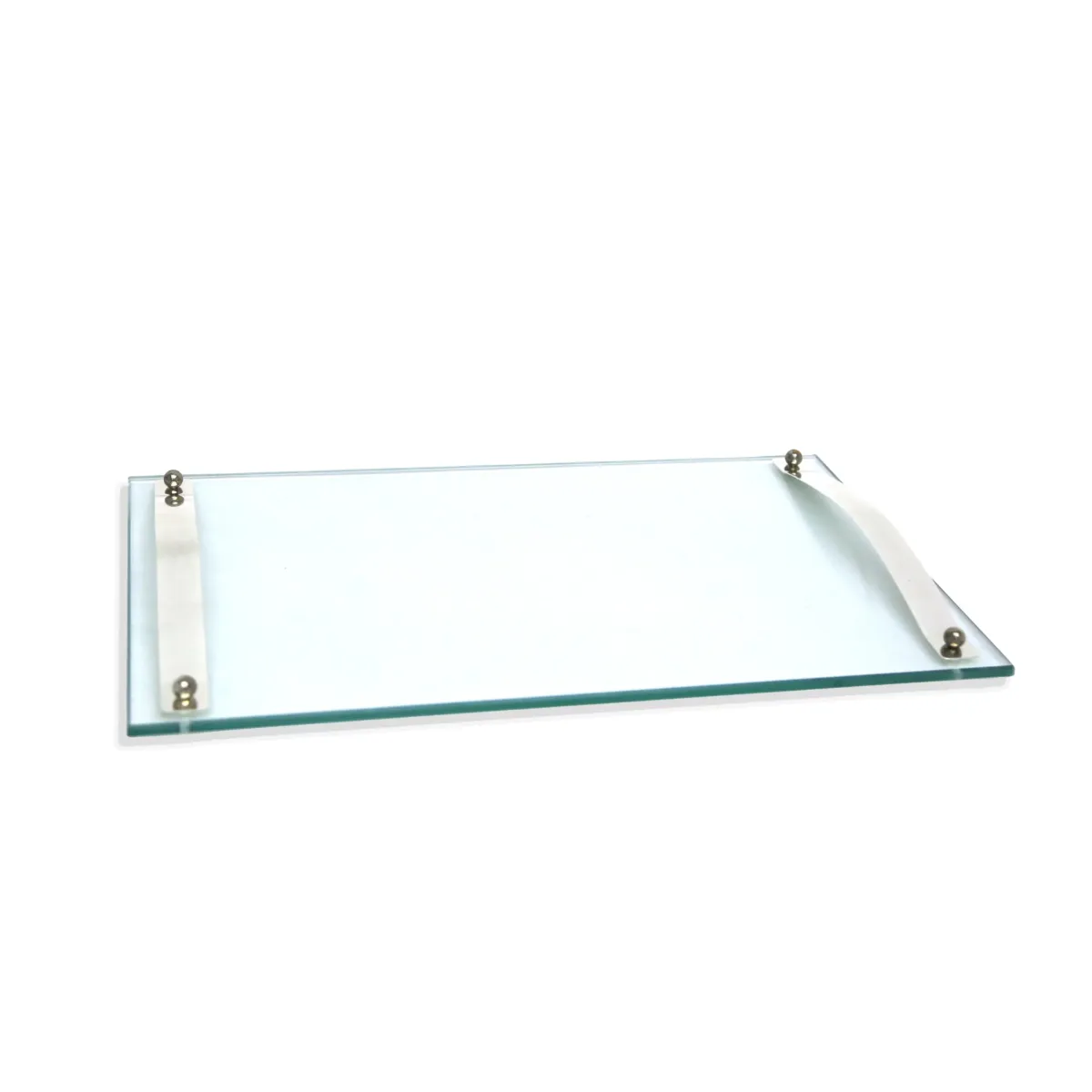 Silver Bombay Handles Glass Tray