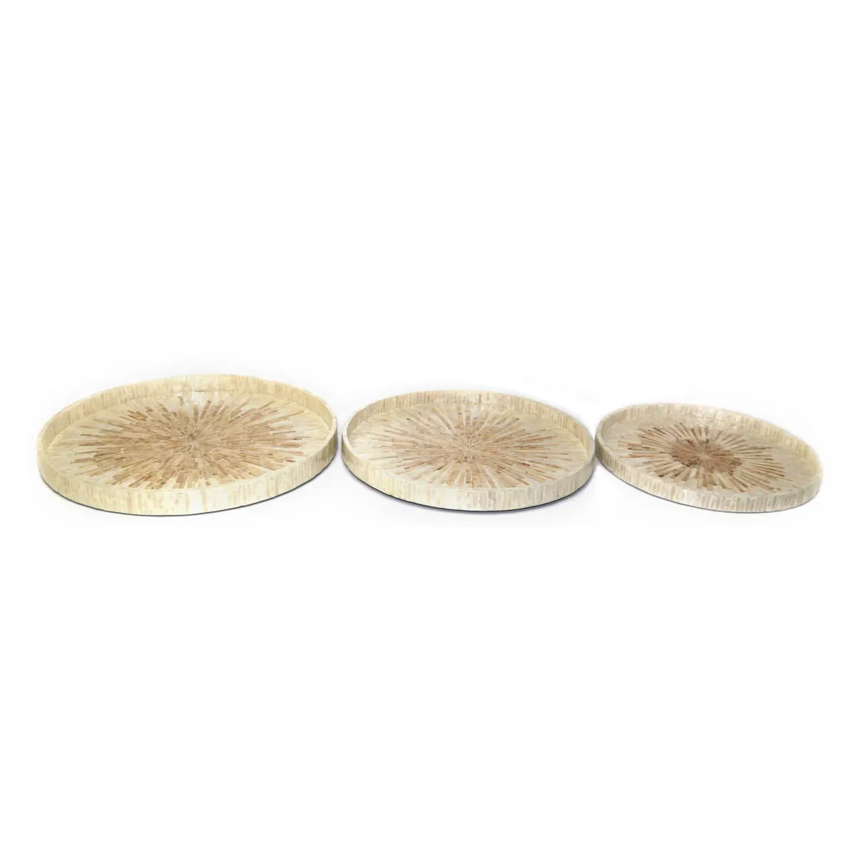 Beige Designed Handless Round Tray – Stylish Minimalist Organizer