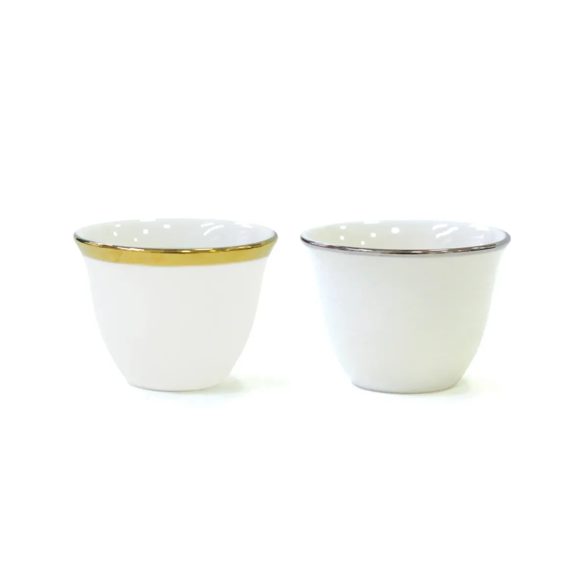 Metallic Rim Porcelain Coffee Cup Set of 12