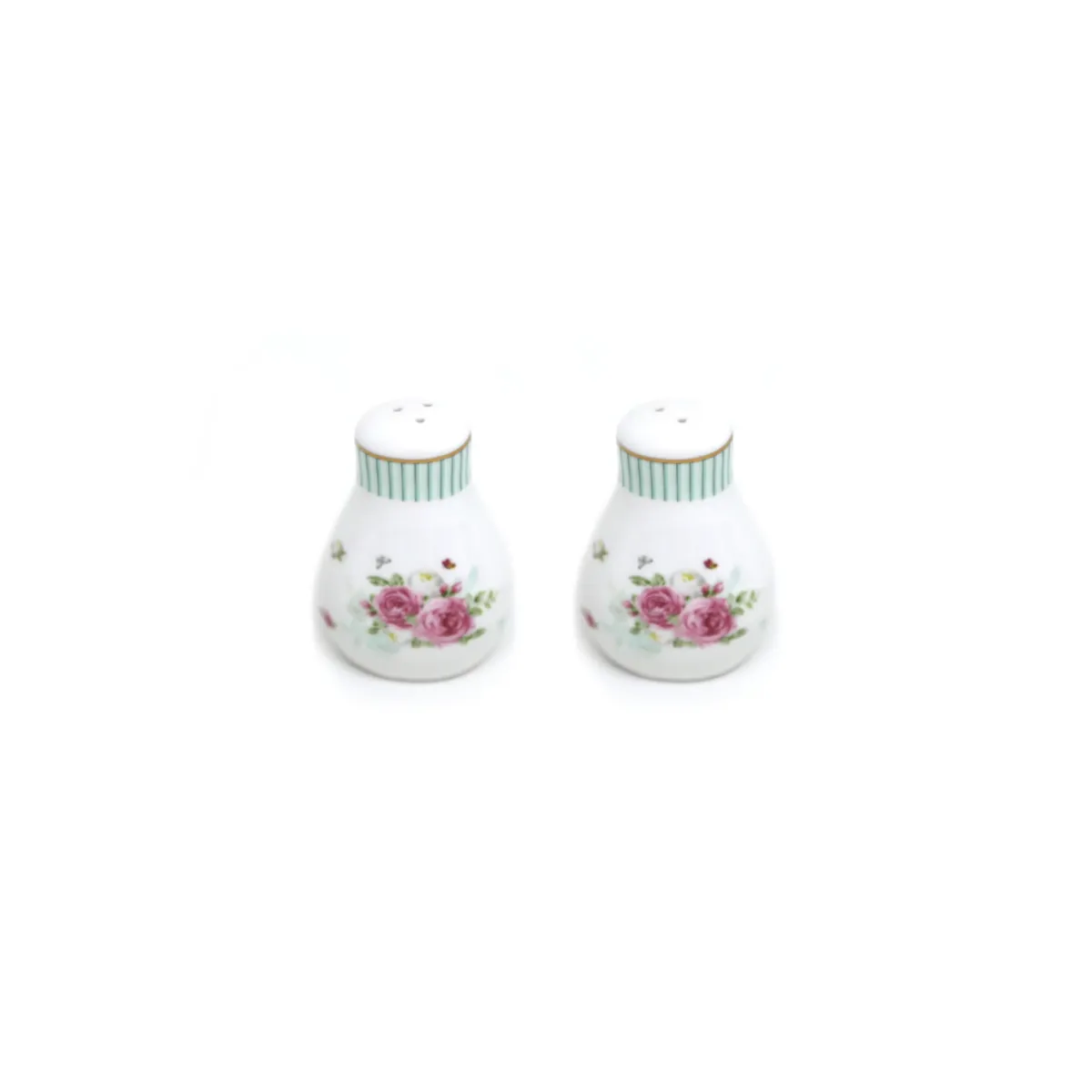 Striped Flower Salt & Pepper Shakers Set