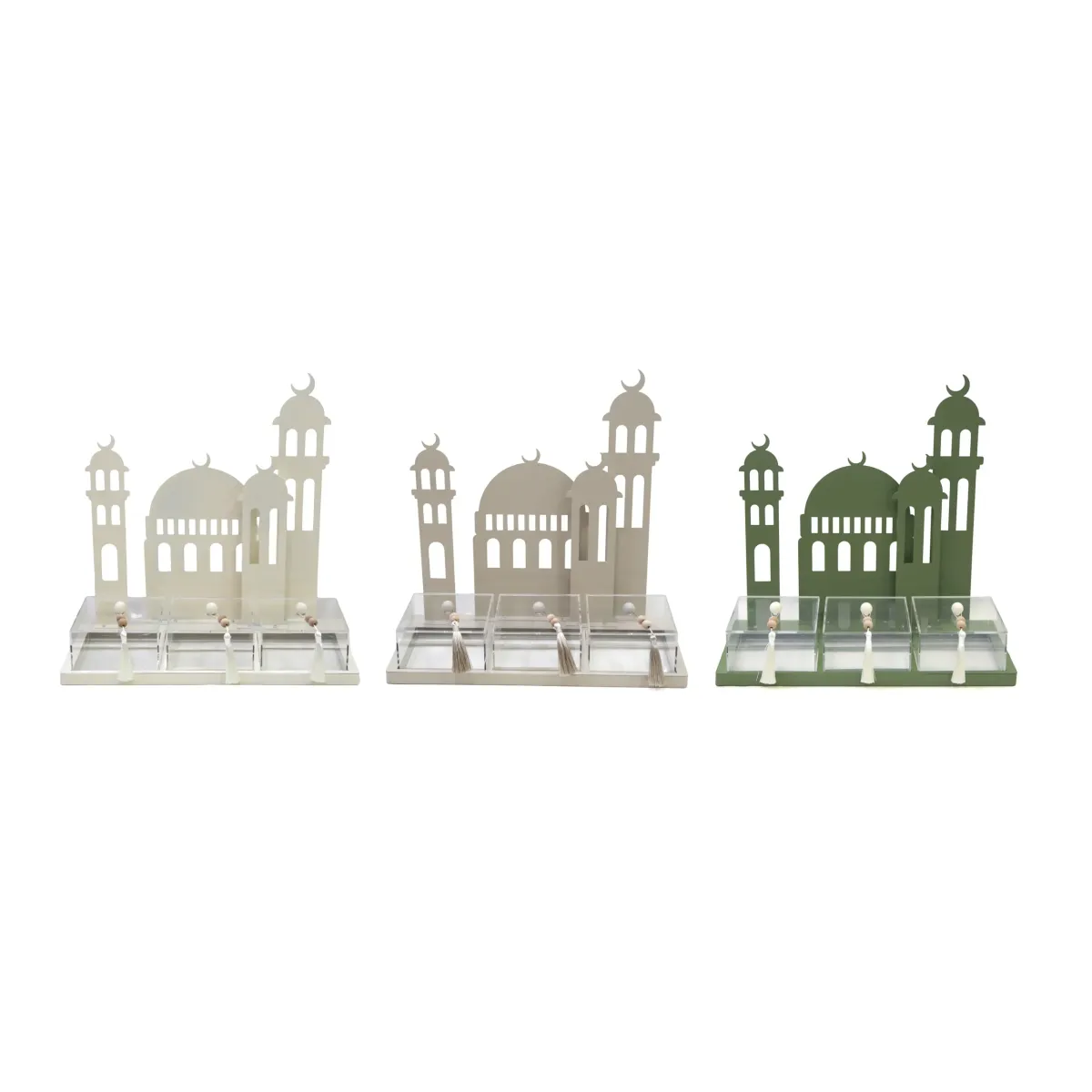 3 Plexi Canisters Metal Mosque Tower Facade Decor