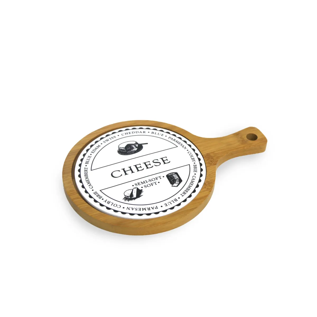 Round Palette Cheese Cutting Board Wooden Serve