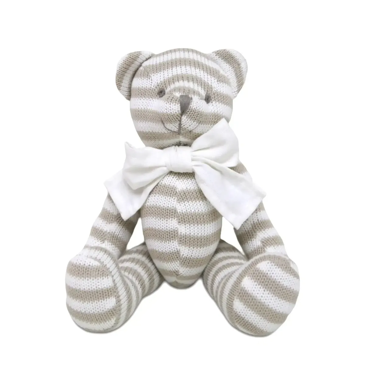 Striped Brown Knit Bear