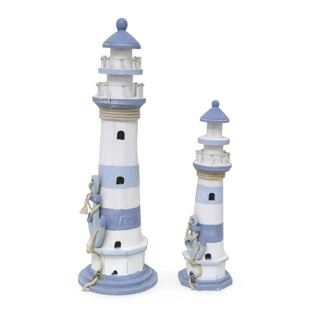 Lighthouse with Anchor – Wooden Nautical Décor Piece