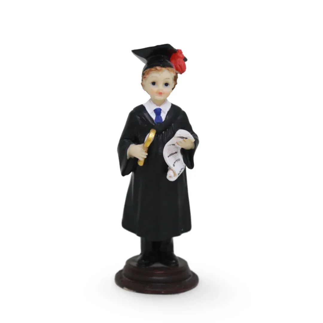 Standing Graduated Boy Figurine – 12″ Tall Resin Graduate Statue with Cap & Gown, Perfect Graduation Party Decor & Keepsake Gift