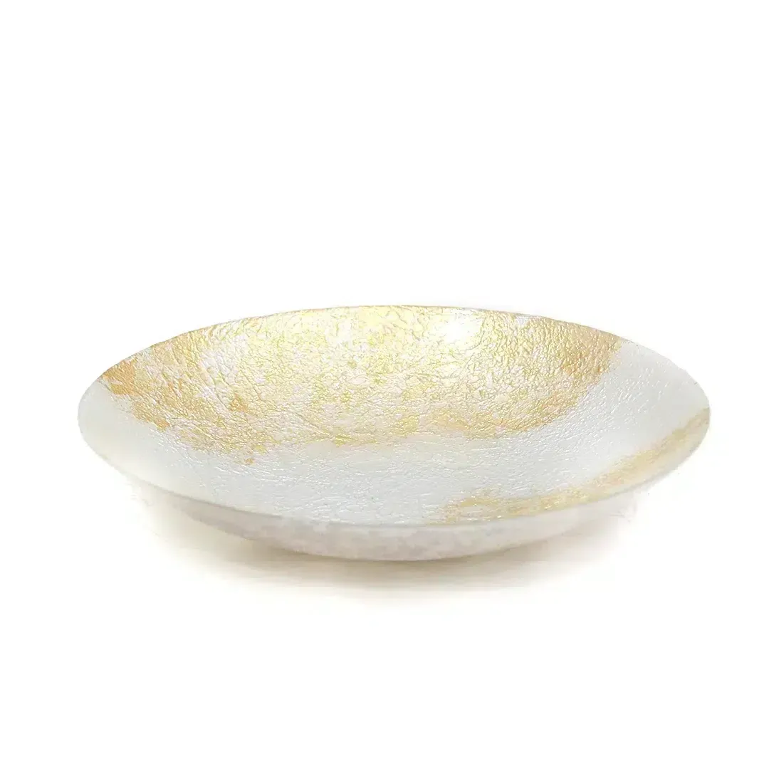 Gold Foil/Pearl White Shallow Bowl