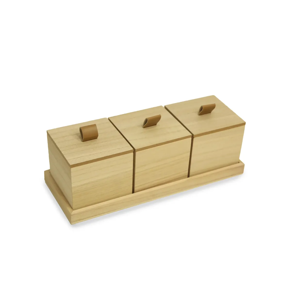 Plain Wooden Box In Rectangle Tray