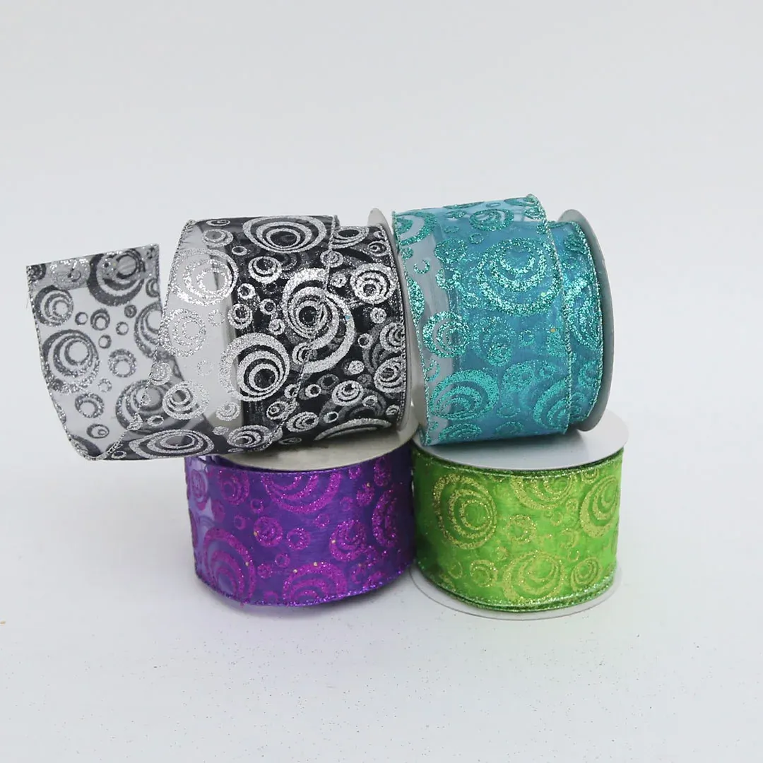 Glittered Circle Organza Ribbon