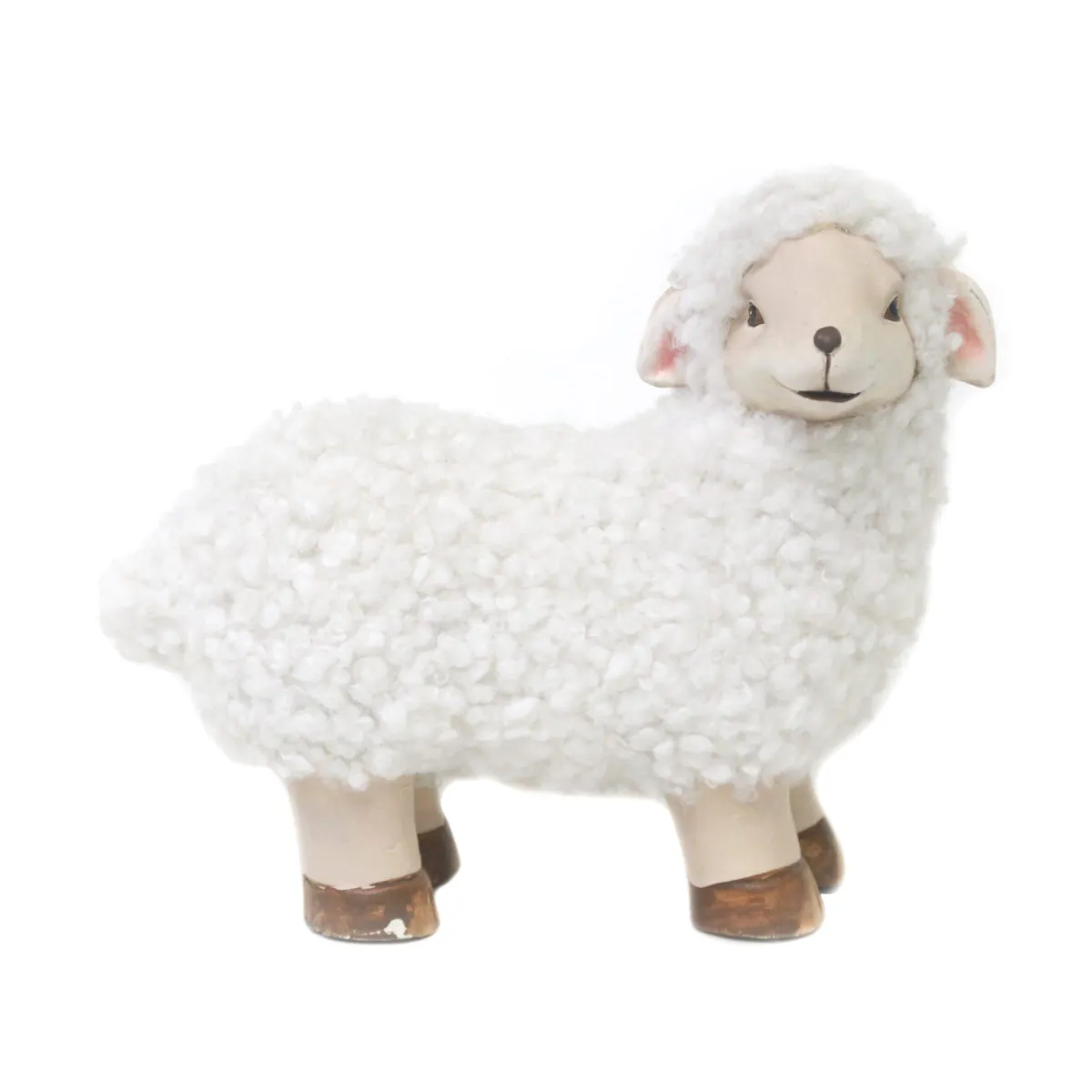 White Standing Sheep Decoration – Elegant Farmhouse Animal Figurine for Home, Office, and Garden Decor