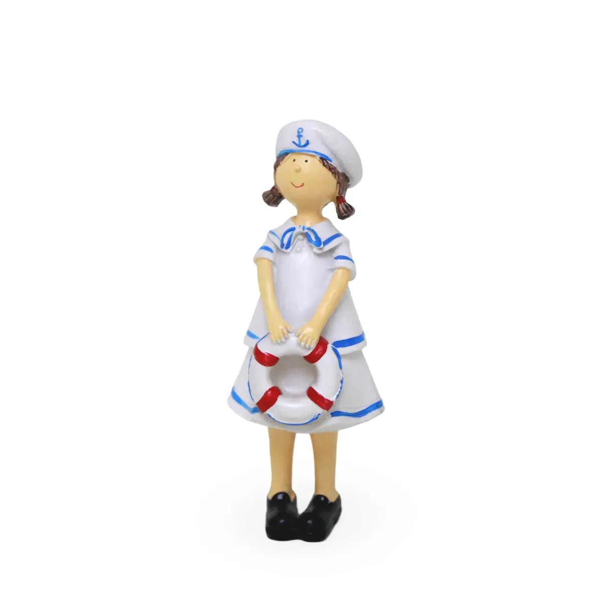 Standing Sailor with Mini Ship – Wooden Nautical Figurine