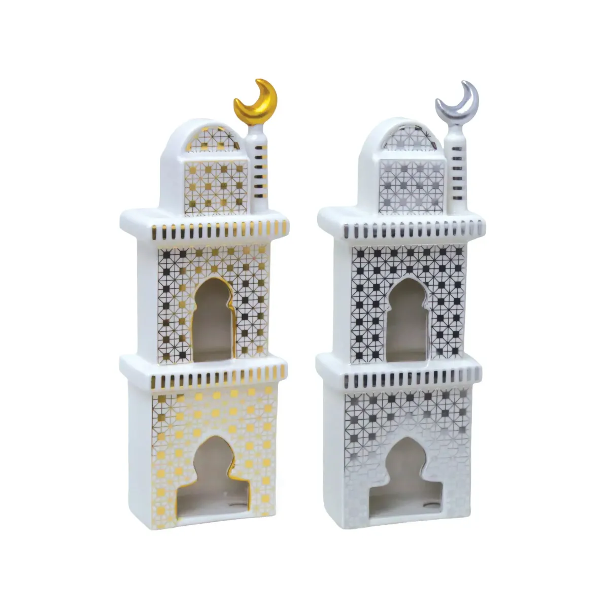 Printed Pattern White Ceramic Tower – Islamic Decor