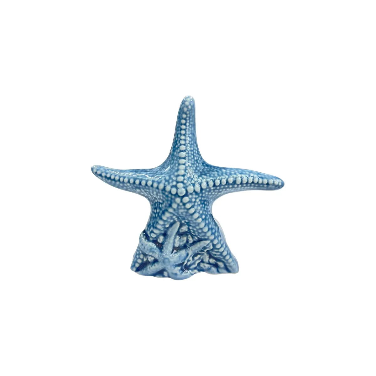 Blue Ceramic Sea Star Stand – Coastal Accent Piece