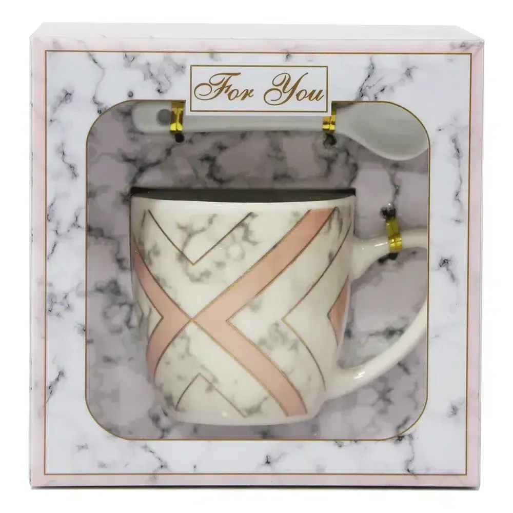 “For You” Mid Mug & Spoon Pink Design Set