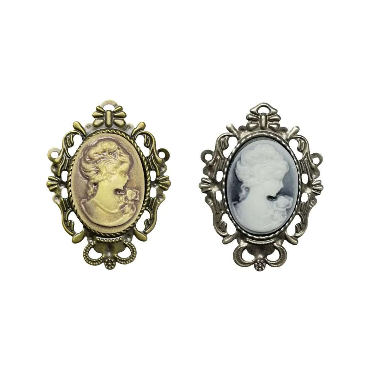 Engraved Metal Frame Vintage Cameo Motif